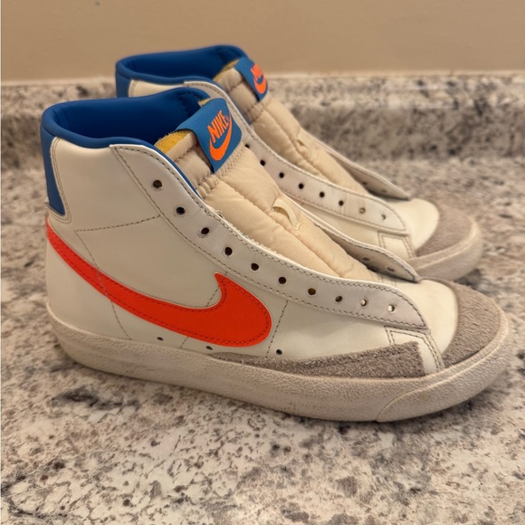 Nike Shoes - Nike WomensHigh-Top Sneakers - White, Orange, and Blue